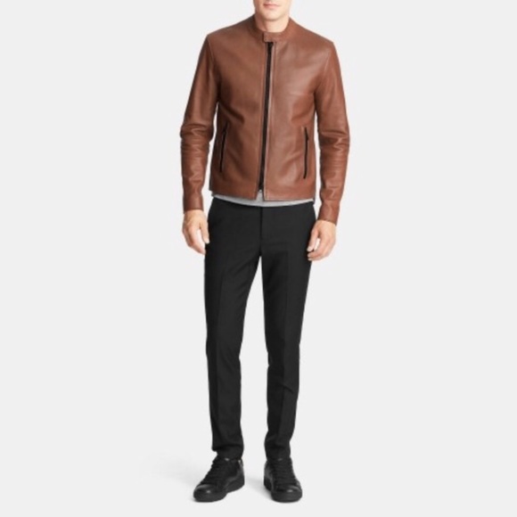 Coach Leather Racer Jacket In Saddle - Picture 5 of 8